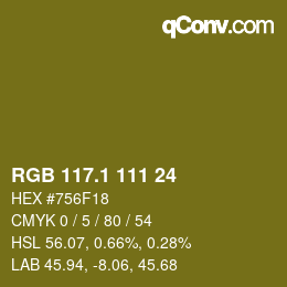 カラーコード: RGB 117.1 111 24 | qconv.com
