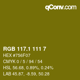 カラーコード: RGB 117.1 111 7 | qconv.com