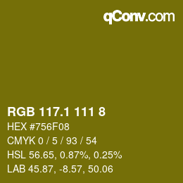 カラーコード: RGB 117.1 111 8 | qconv.com