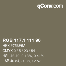 カラーコード: RGB 117.1 111 90 | qconv.com