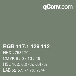 Color code: RGB 117.1 129 112 | qconv.com