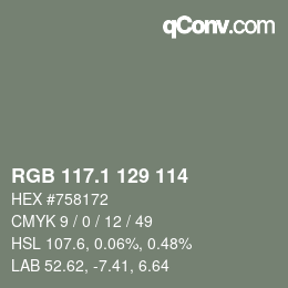 Color code: RGB 117.1 129 114 | qconv.com