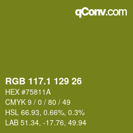 カラーコード: RGB 117.1 129 26 | qconv.com