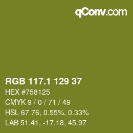 カラーコード: RGB 117.1 129 37 | qconv.com