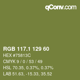 カラーコード: RGB 117.1 129 60 | qconv.com