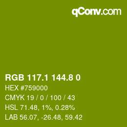 カラーコード: RGB 117.1 144.8 0 | qconv.com