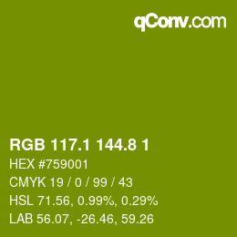 カラーコード: RGB 117.1 144.8 1 | qconv.com