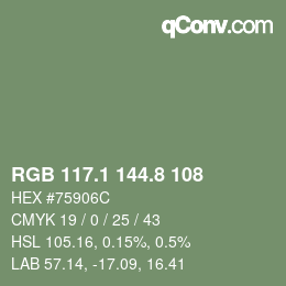 カラーコード: RGB 117.1 144.8 108 | qconv.com