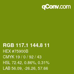 カラーコード: RGB 117.1 144.8 11 | qconv.com