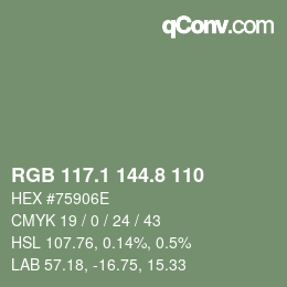 Color code: RGB 117.1 144.8 110 | qconv.com