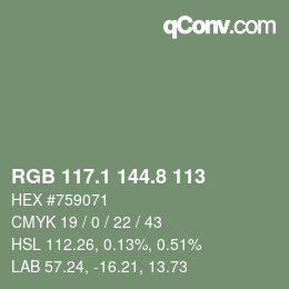 カラーコード: RGB 117.1 144.8 113 | qconv.com
