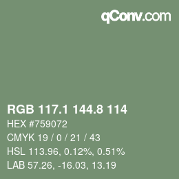 Color code: RGB 117.1 144.8 114 | qconv.com