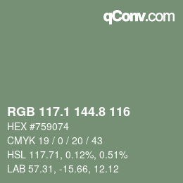 Color code: RGB 117.1 144.8 116 | qconv.com