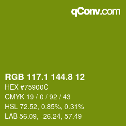 カラーコード: RGB 117.1 144.8 12 | qconv.com
