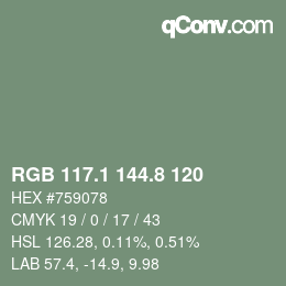 カラーコード: RGB 117.1 144.8 120 | qconv.com