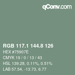 Color code: RGB 117.1 144.8 126 | qconv.com