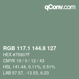 カラーコード: RGB 117.1 144.8 127 | qconv.com