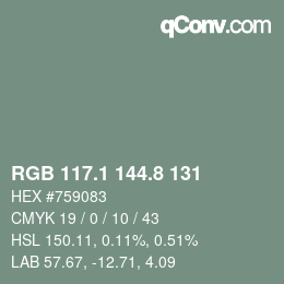 Color code: RGB 117.1 144.8 131 | qconv.com
