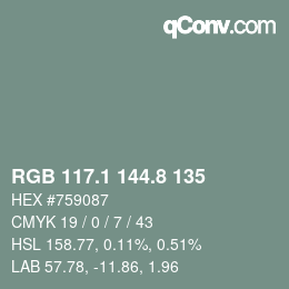 Color code: RGB 117.1 144.8 135 | qconv.com