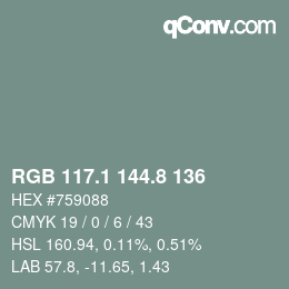 Color code: RGB 117.1 144.8 136 | qconv.com