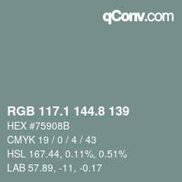Color code: RGB 117.1 144.8 139 | qconv.com