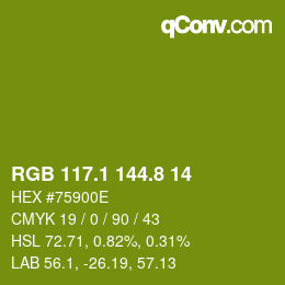 カラーコード: RGB 117.1 144.8 14 | qconv.com