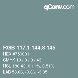 Código de color: RGB 117.1 144.8 145 | qconv.com