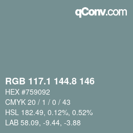 Color code: RGB 117.1 144.8 146 | qconv.com