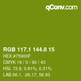 カラーコード: RGB 117.1 144.8 15 | qconv.com