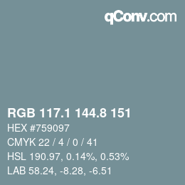 Color code: RGB 117.1 144.8 151 | qconv.com