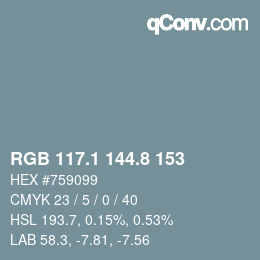 Color code: RGB 117.1 144.8 153 | qconv.com