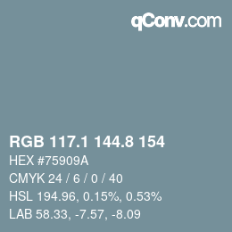Color code: RGB 117.1 144.8 154 | qconv.com