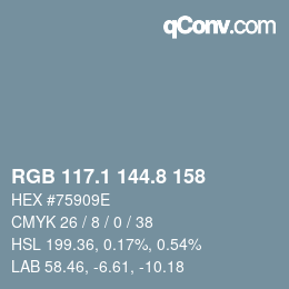 カラーコード: RGB 117.1 144.8 158 | qconv.com