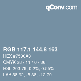 Color code: RGB 117.1 144.8 163 | qconv.com