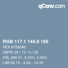 Farbcode: RGB 117.1 144.8 166 | qconv.com