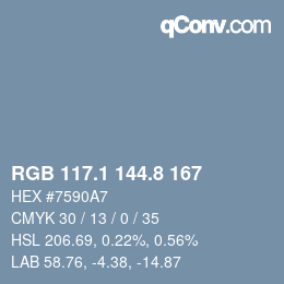 カラーコード: RGB 117.1 144.8 167 | qconv.com