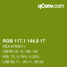 カラーコード: RGB 117.1 144.8 17 | qconv.com