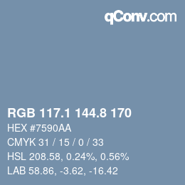 Farbcode: RGB 117.1 144.8 170 | qconv.com