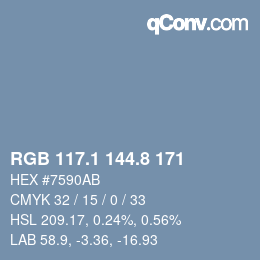 Farbcode: RGB 117.1 144.8 171 | qconv.com