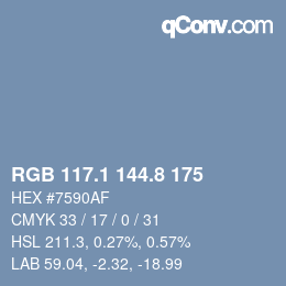 Color code: RGB 117.1 144.8 175 | qconv.com