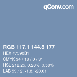 カラーコード: RGB 117.1 144.8 177 | qconv.com