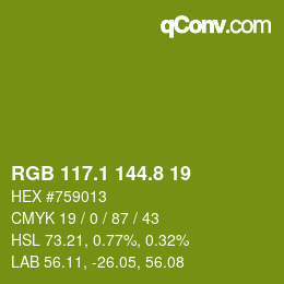 カラーコード: RGB 117.1 144.8 19 | qconv.com