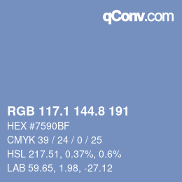Color code: RGB 117.1 144.8 191 | qconv.com