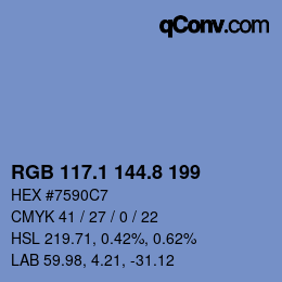 カラーコード: RGB 117.1 144.8 199 | qconv.com