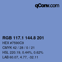 カラーコード: RGB 117.1 144.8 201 | qconv.com