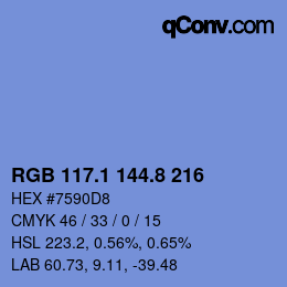 Color code: RGB 117.1 144.8 216 | qconv.com
