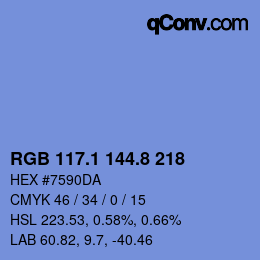 Color code: RGB 117.1 144.8 218 | qconv.com