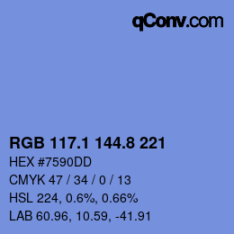 Color code: RGB 117.1 144.8 221 | qconv.com