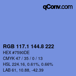 Color code: RGB 117.1 144.8 222 | qconv.com