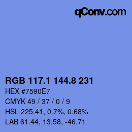 Farbcode: RGB 117.1 144.8 231 | qconv.com